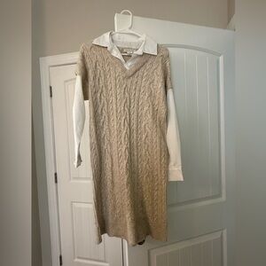 NEW Cable Knit Tan Sweater Dress